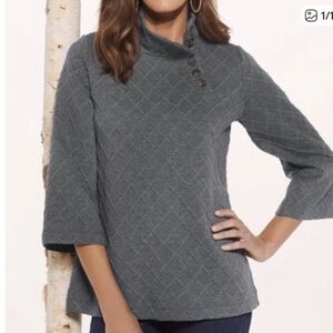 Soft Surroundings Deco Grid Jacquard Knit Pullover